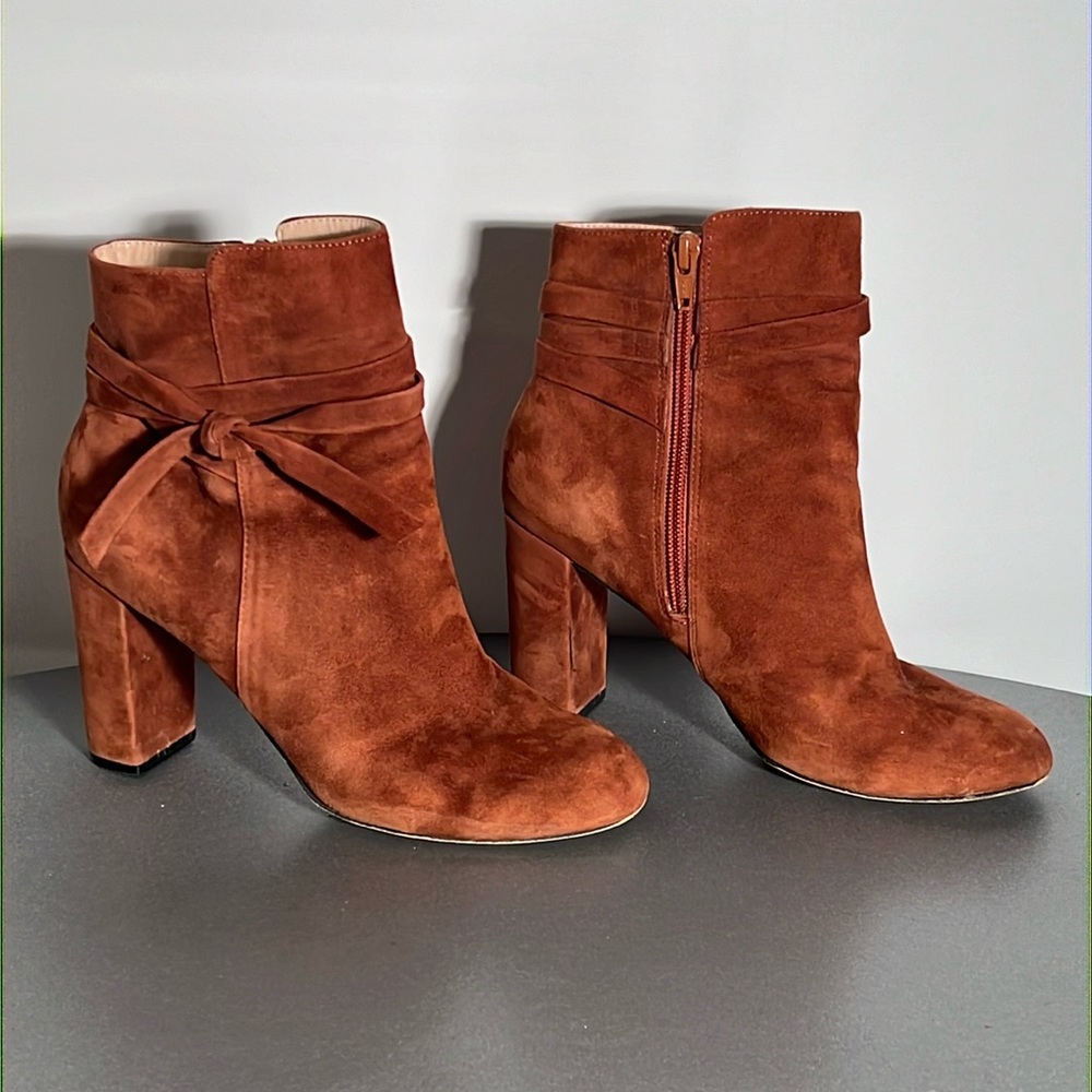 Sole Society Flynn Rust Suede High Heel Boots Womens Size 7 Brown Vietnam Heeled